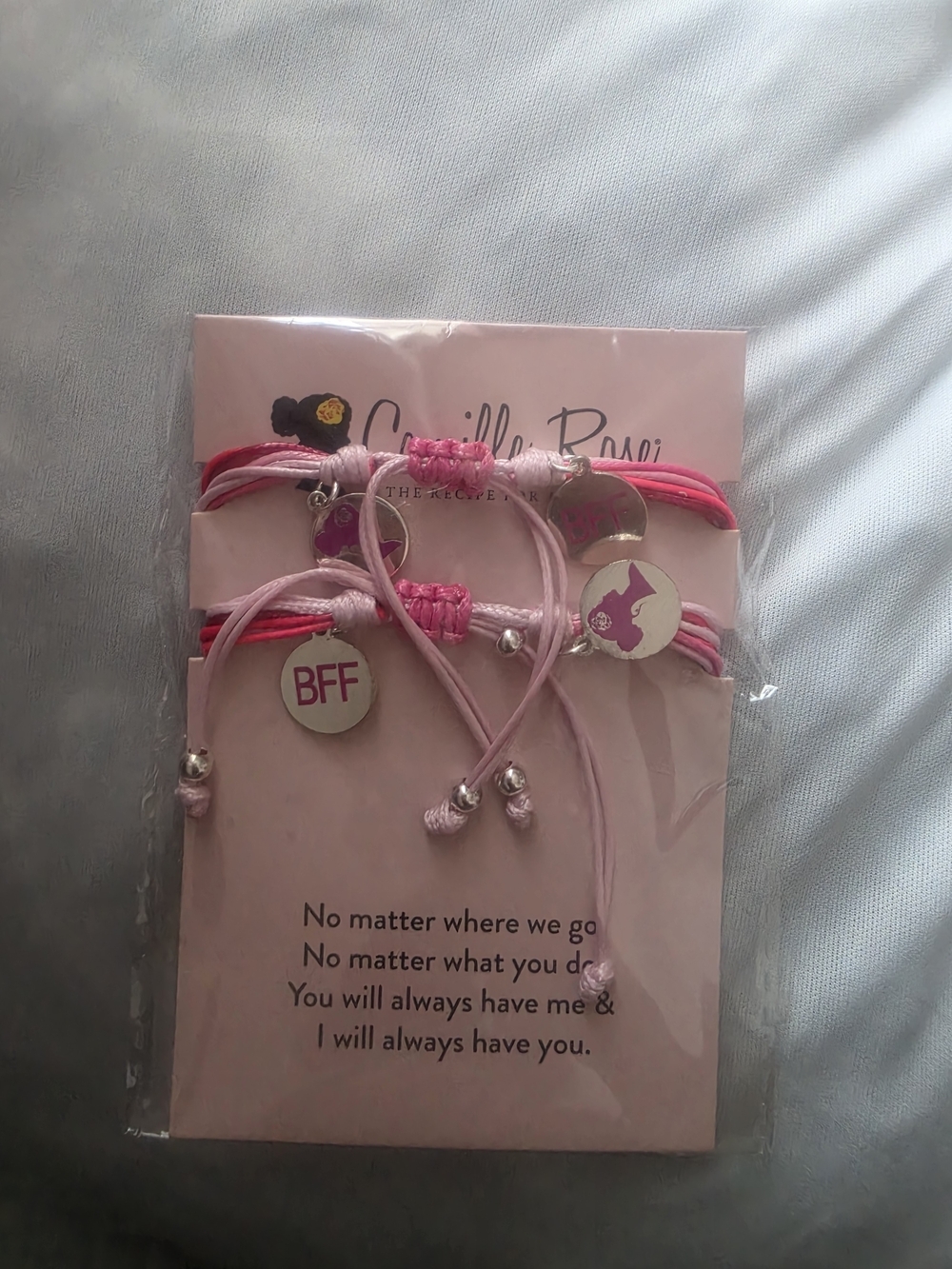 2pcs Pink BFF Friendship Bracelet Set